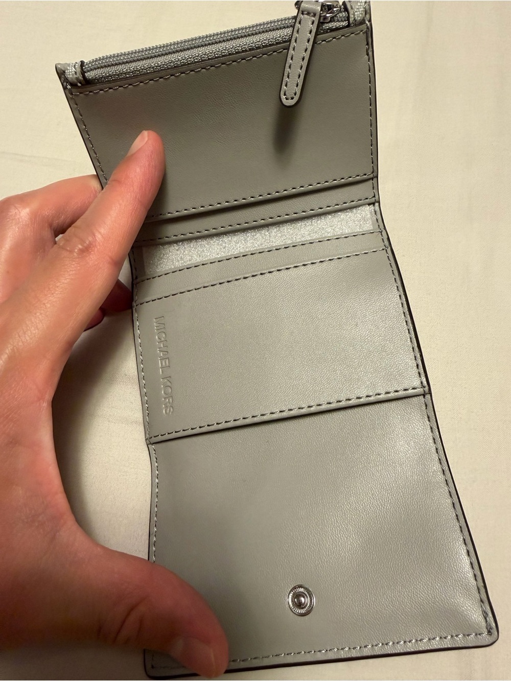 Michael Kors Silver/Gray MK Logo Folding Wallet - Picture 3 of 7
